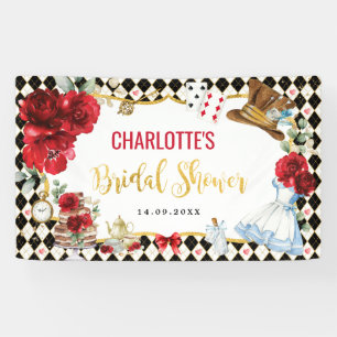 Red Black Gold Alice im Wunderland Brautparty Banner