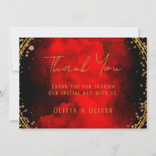 Red Black Gold Geometric Wedding Danke Karten