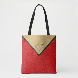 Red Black Gold Glitzer Chic Monogram Personalisier
