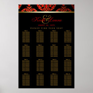 Red Black Gold Hochzeitstabelle Poster