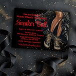 Red Black Gold Sneakers Sneaker Ball Einladung<br><div class="desc">Schwarz-Gold Sneaker Ball Einladung mit hübschem Schwarz-Gold Kleid und extravaganten Sneakers auf schwarzem Hintergrund. Sie können die Textfarbe und die Hintergrundfarbe nach Bedarf für Ihre Veranstaltung ändern. Drucken Sie auf Hochglanzpapier für beste Ergebnisse.</div>