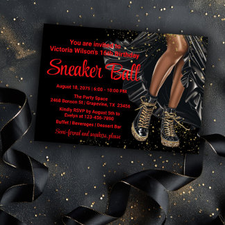 Red Black Gold Sneakers Sneaker Ball Einladung