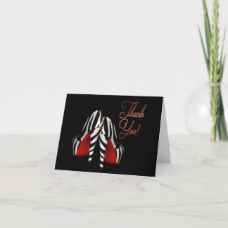 Red Black Gold Zebra High Heels Vielen Dank Dankeskarte
