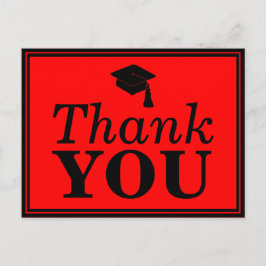 Red Black Grad Cap Danke Postkarte