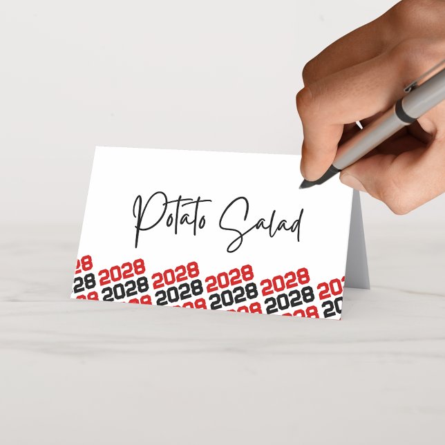 Red Black Grad Class Year Folding Food oder Platzkarte (Red and Black Folding Tends for Food or Drink Label Card or Table Place Cards)