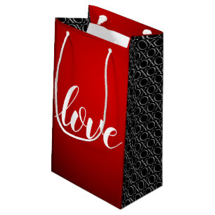 Red Black Gradient Embossed XOXO Handgeschriebene Kleine Geschenktüte