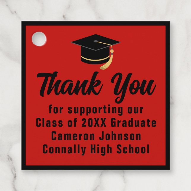 Red Black Graduate Personalisiert Graduate Party Geschenkanhänger (Vorderseite)