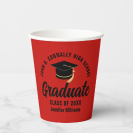 Red Black Graduate Personalisiert Graduate Party Pappbecher