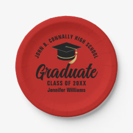 Red Black Graduate Personalisiert Graduate Party Pappteller