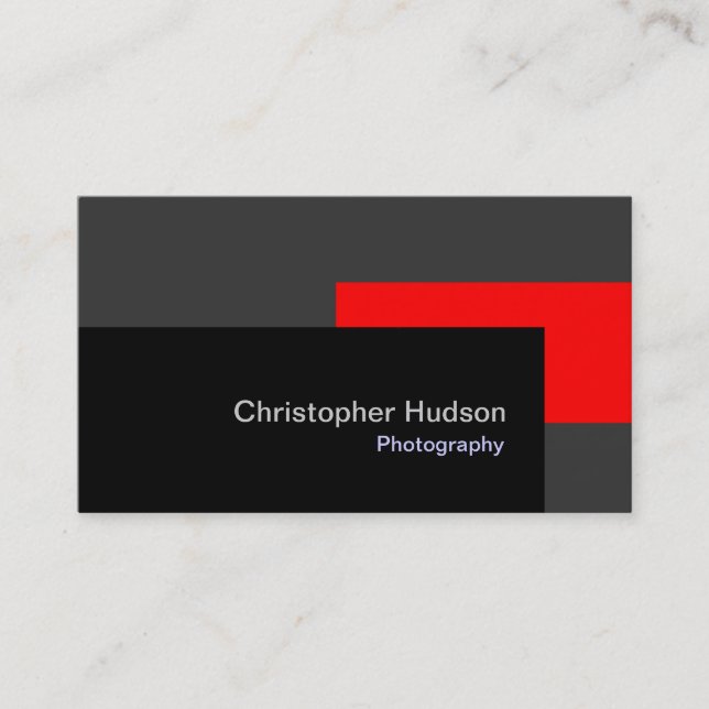 Red Black Gray Fotografy Business Card Visitenkarte (Vorderseite)