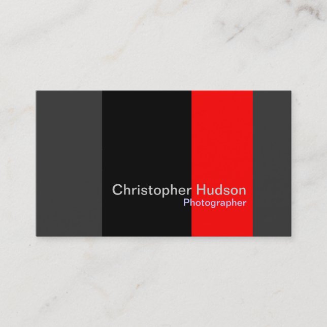 Red Black Gray Fotografy Business Card Visitenkarte (Vorderseite)