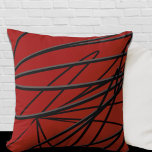 Red Black Gray Moderne Elegante Abstrakt Kissen<br><div class="desc">Das moderne Kissen zeichnet sich durch eine elegante abstrakte lineare Komposition in Rot, Schwarz und Grau aus. Ein künstlerisches abstraktes Design mit Bio linearen Muster weist Bio schwarz-graue Linien auf, die von verlassen nach rechts auf einem roten Hintergrund wirbeln. Dieses dekorative Kissen verleiht jedem modernen Zimmer eine farbenfrohe Note. Das...</div>