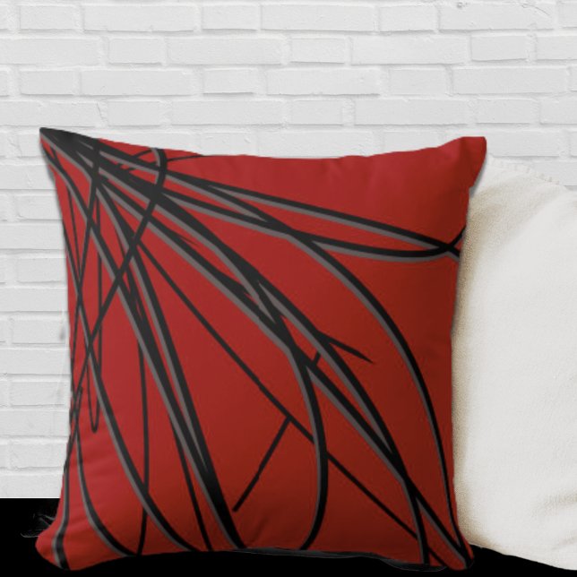 Red Black & Gray Moderne Elegante Abstrakt Kissen (Von Creator hochgeladen)