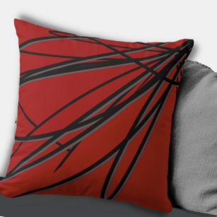 Red Black & Gray Moderne Kunst Abstrakt Kissen