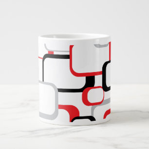 Red Black Gray Retro Squares White Jumbo-Tasse