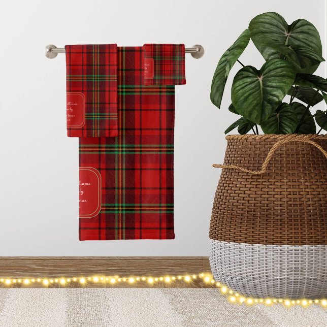 Red Black Green Cosy Plaid Badhandtuch Set (Von Creator hochgeladen)