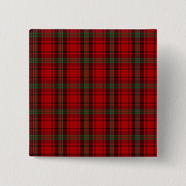 Red Black Green Cosy Plaid Button (Vorderseite)