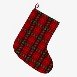Red Black Green Cosy Plaid Großer Weihnachtsstrumpf