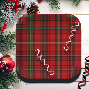 Red Black Green - Cosy Plaid Pappteller