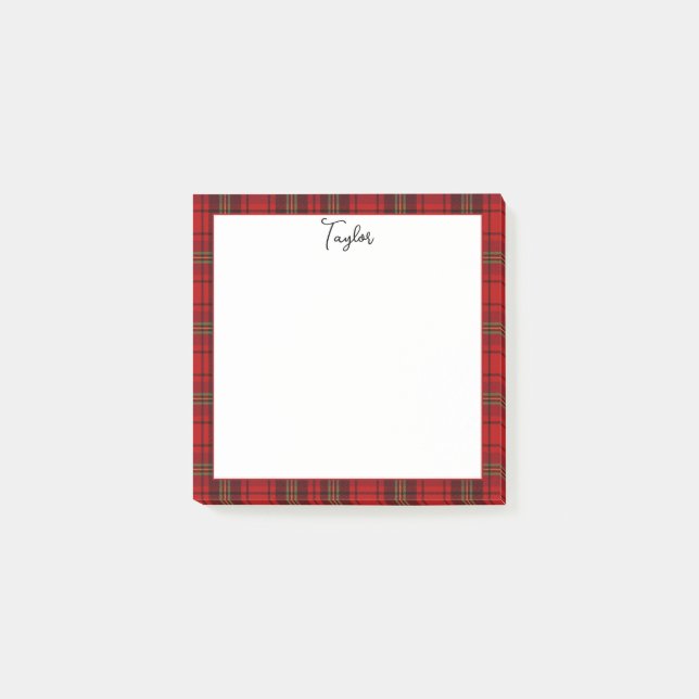 Red Black Green Cosy Plaid Post-it Klebezettel (Vorderseite)