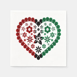 Red Black Green Kinara Colors Heart Happy Kwanzaa Serviette