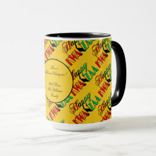 Red Black Green Kinara Typografie Happy Kwanzaa Tasse
