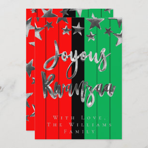 Red Black Green Pattern Skript Joyous Kwanzaa Card Einladung