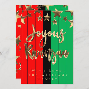 Red Black Green Pattern Skript Joyous Kwanzaa Card Einladung