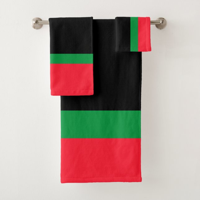 Red Black Green Plush Poly Cotton  Badhandtuch Set (Insitu)