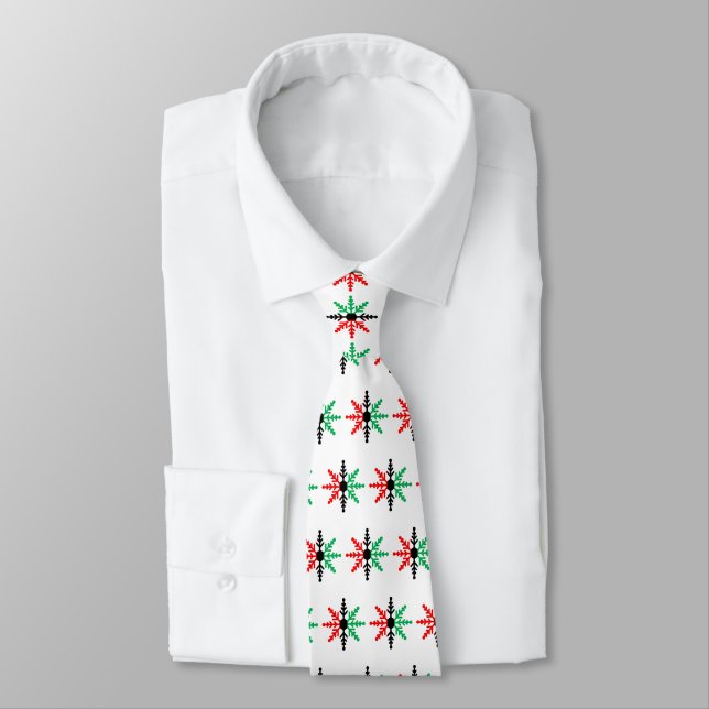 Red Black Green Snowflake Muster Kwanzaa Krawatte (Gebunden)