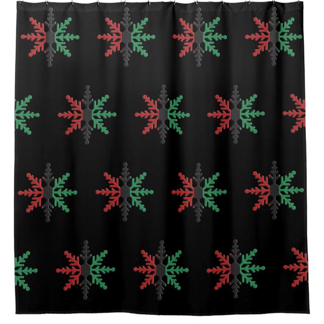 Red Black Green Snowflakes Kwanzaa Hintergrund Dus Duschvorhang (Vorderseite)