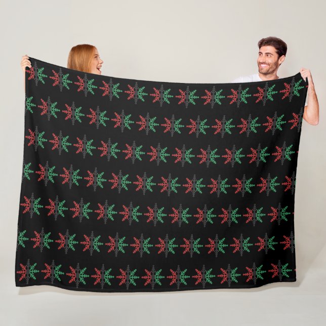 Red Black Green Snowflakes Pattern Kwanzaa Fleecedecke (Beispiel)