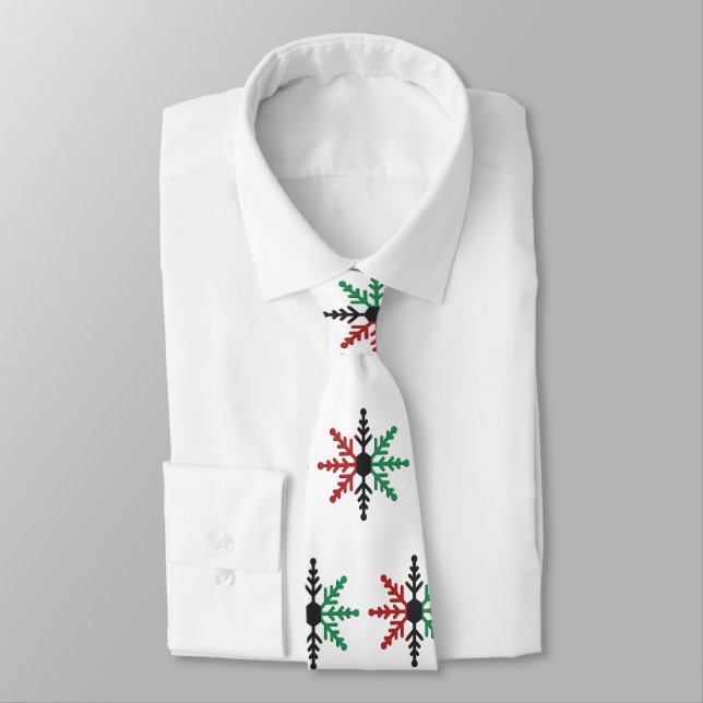 Red Black Green Snowflakes Pattern Kwanzaa Neck Ti Krawatte (Gebunden)