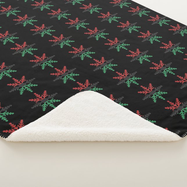 Red Black Green Snowflakes Pattern Kwanzaa Sherpadecke (3/4)