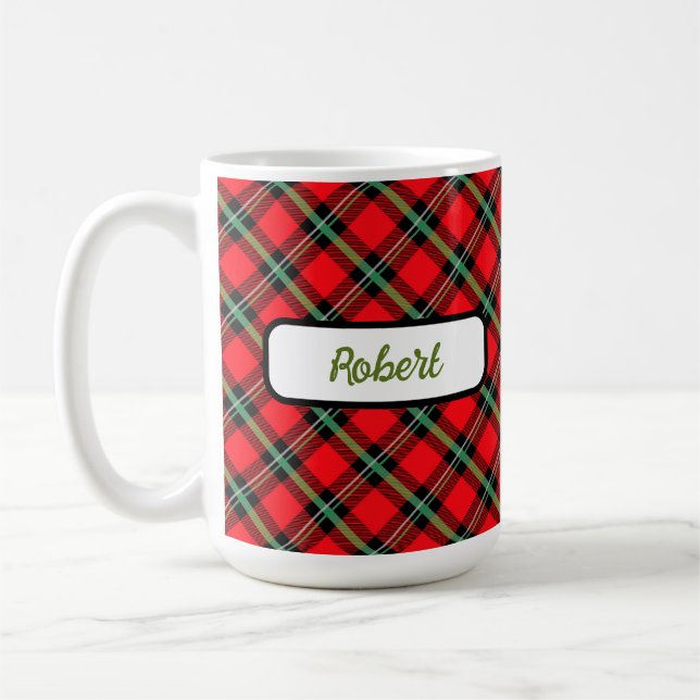 Red Black Green Tartan Kariert personalisierte Mug Kaffeetasse (Links)