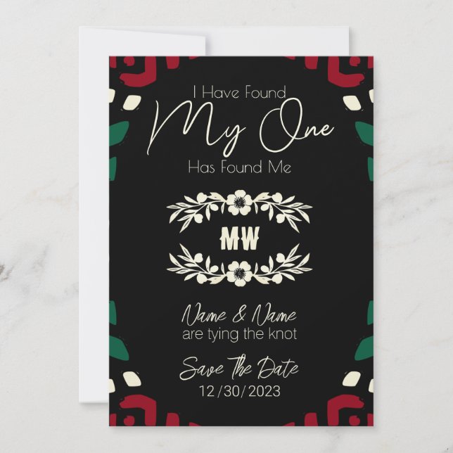 Red Black Green Tribal African Save the Date (Vorderseite)