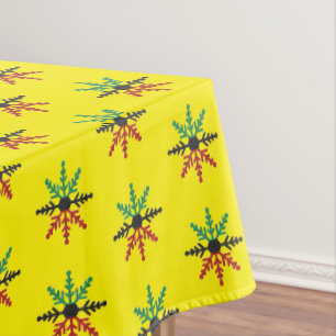 Red Black Green Yellow Snowflakes Pattern Kwanzaa Tischdecke