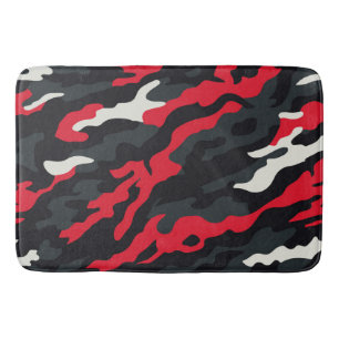 Red Black Grey White Camouflage Camouflage Pattern Badematte