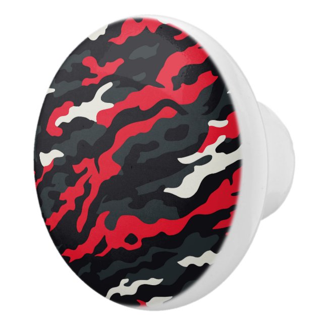 Red Black Grey White Camouflage Camouflage Pattern Keramikknauf (Rechts)