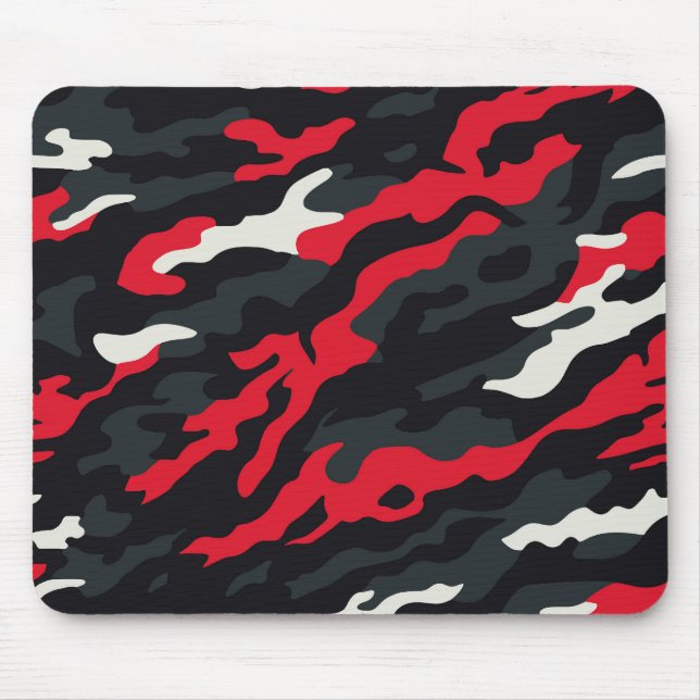 Red Black Grey White Camouflage Camouflage Pattern Mousepad (Vorne)