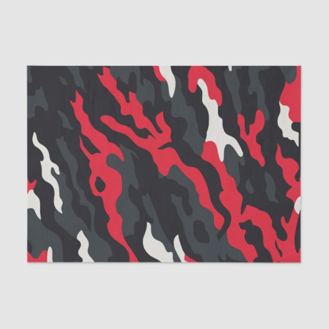 Red Black Grey White Camouflage Camouflage Pattern Seidenpapier (Vorderseite)