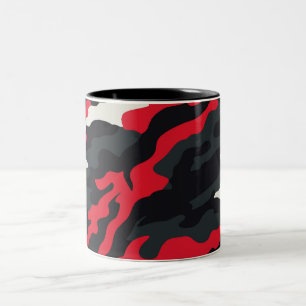 Red Black Grey White Camouflage Camouflage Pattern Zweifarbige Tasse