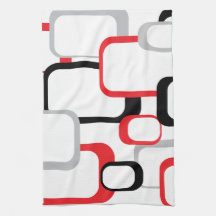 Red Black Grey White Squares Muster Retro