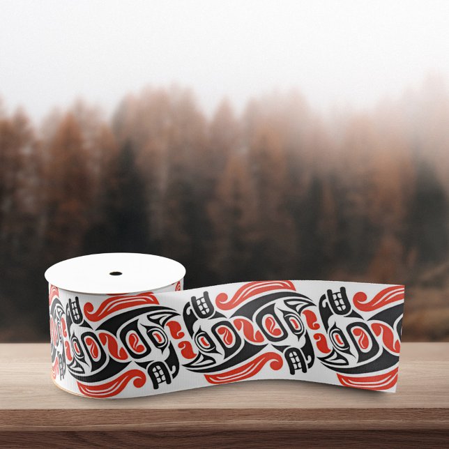 Red Black Haida Horse Symbol Indianerstapel Muster Ripsband (Von Creator hochgeladen)