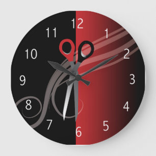 Red & black hair salon clock große wanduhr