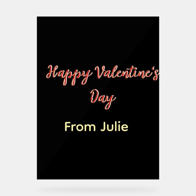 Red black happy Valentine's day from name stylish  Acrylschild (Vorderseite)
