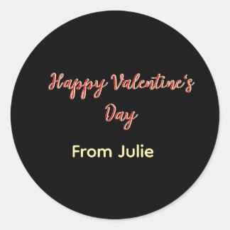 Red black happy Valentine's day from name stylish  Runder Aufkleber
