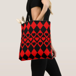 Red & Black Harlequin mit Herz-Tasche