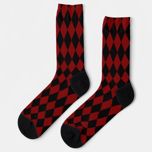Red & Black Harlequin Socks Socken (Linkes Detail)