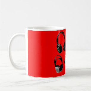 Red Black Headphone Silhouetten Pop Art Kaffeetasse